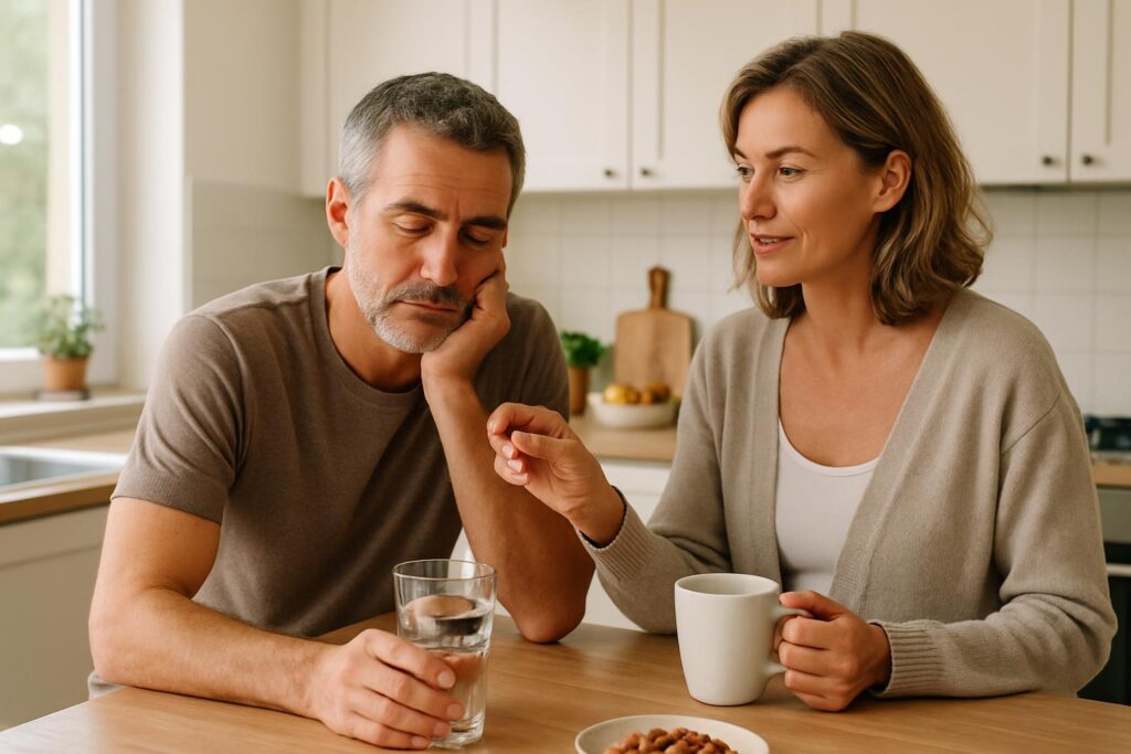 Couple 45 65 in a bright european kitchen setting, reflecting energy support and a realistic daily routine.